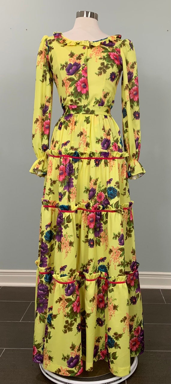 Colorful Yellow Floral Teired Skirt Set - Size 2/4