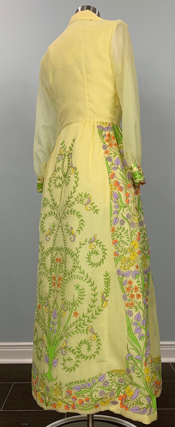 60s Alfred Shaheen Yellow Maxi Dress - 1960s Host… - image 8