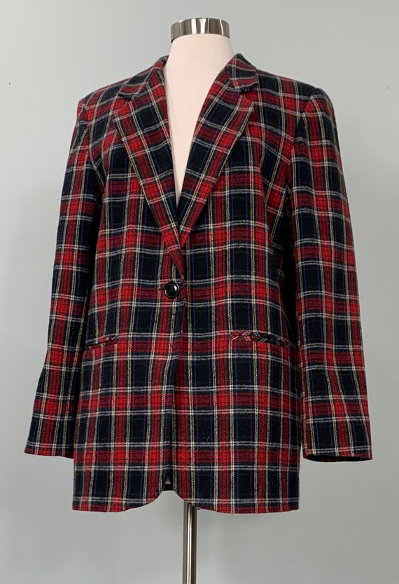 Black Multicolor Plaid Blazer by Norton McNaughto… - image 1