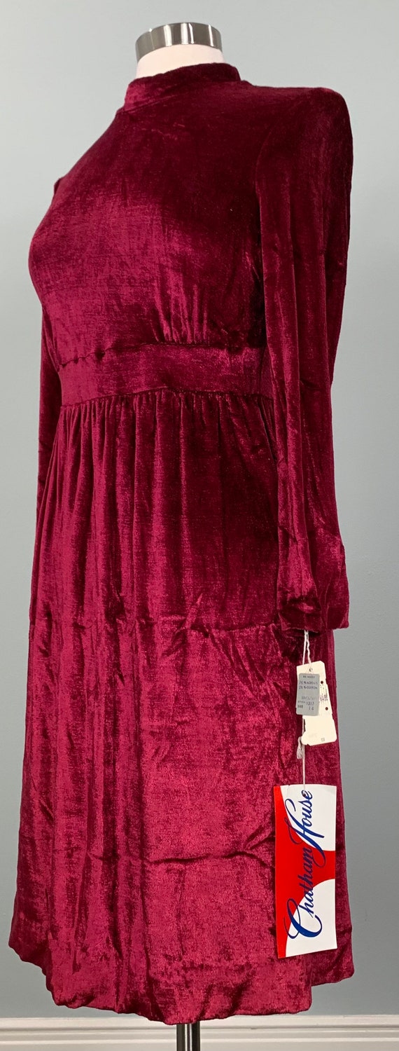 Deep Red Velveteen Mini Dress by Chatham House - … - image 4