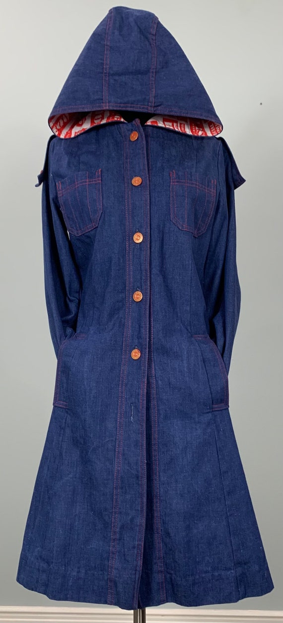 1970s Blue Jean Hooded Jacket - Vintage Denim Jac… - image 9