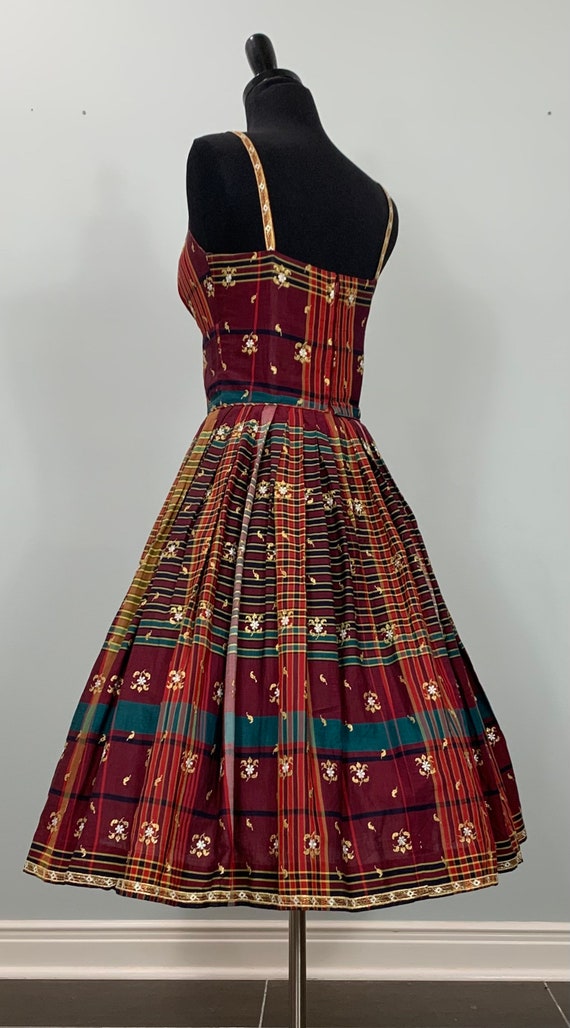 1950s Red and Green Plaid  Fit and Flare Dress by… - image 6