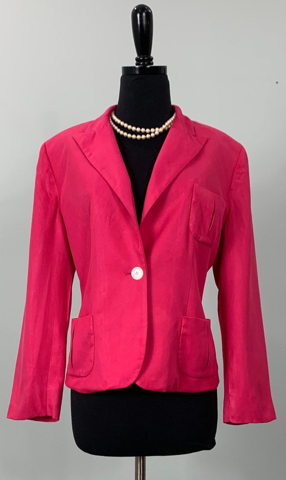 Hot Pink Single Button Silk Blazer by Ralph Lauren