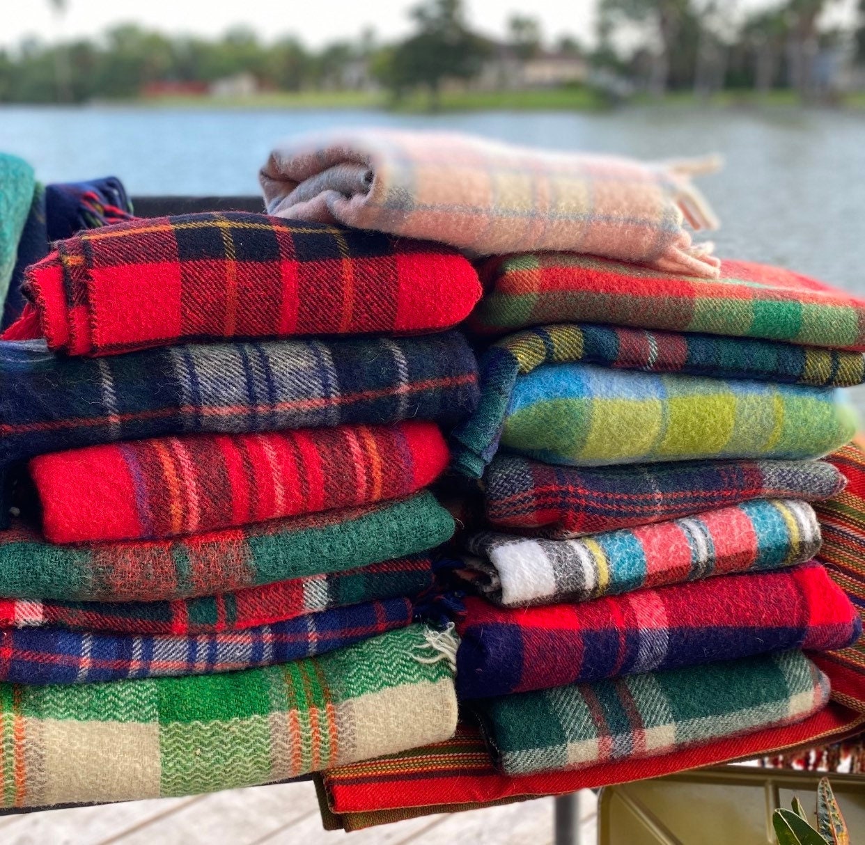 Blue and Green Plaid Blanket Etsy