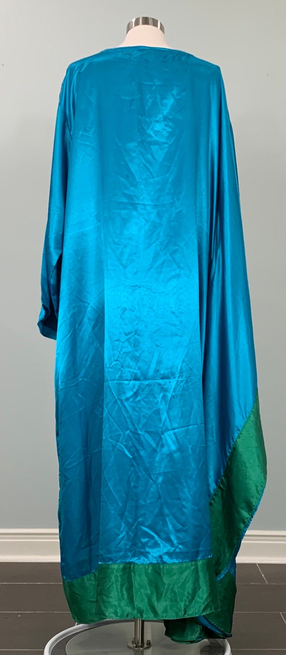 Blue and Green Kaftan with Pleated Neckline - OSF… - image 5