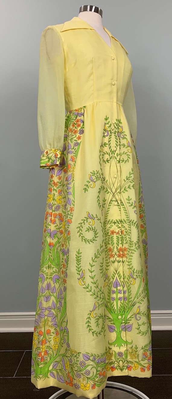60s Alfred Shaheen Yellow Maxi Dress - 1960s Host… - image 4