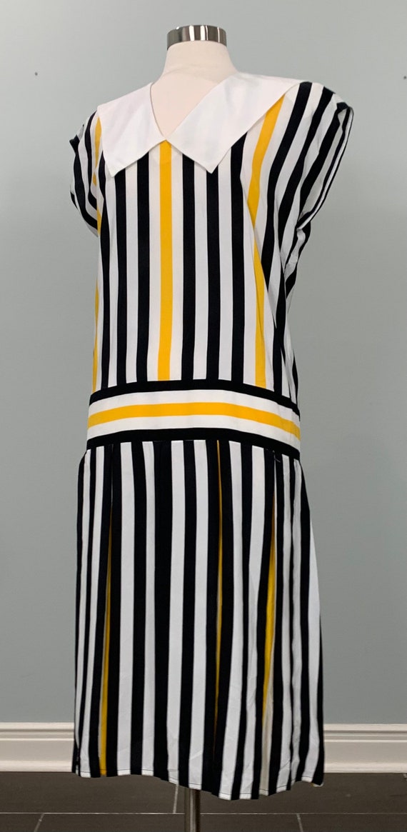 White and Black Stripe Drop Waist Dress by Maggy … - image 3