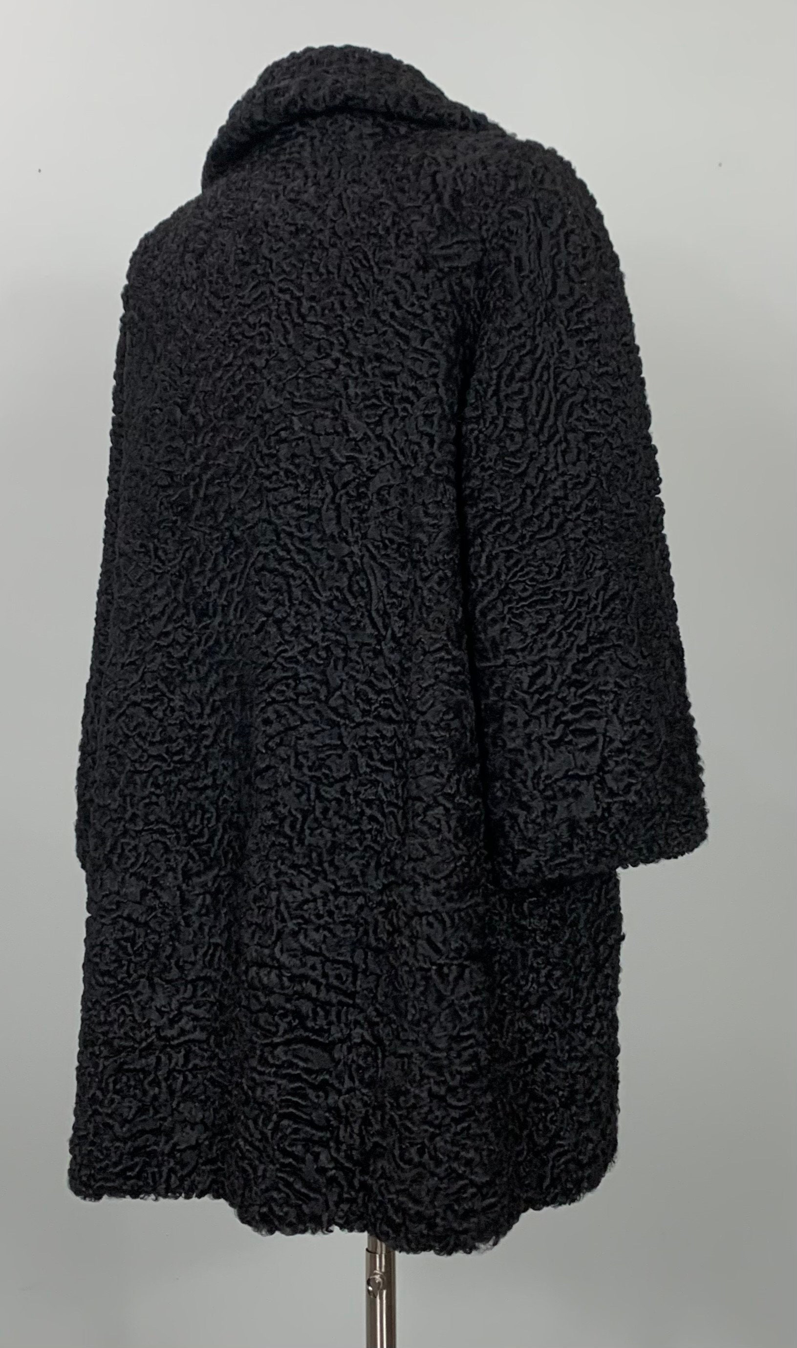 Mod Black Lamb's Wool Coat With Rhinestone Buttons - up to Mod Black Lamb's Wool Coat With Rhinestone Buttons - up to