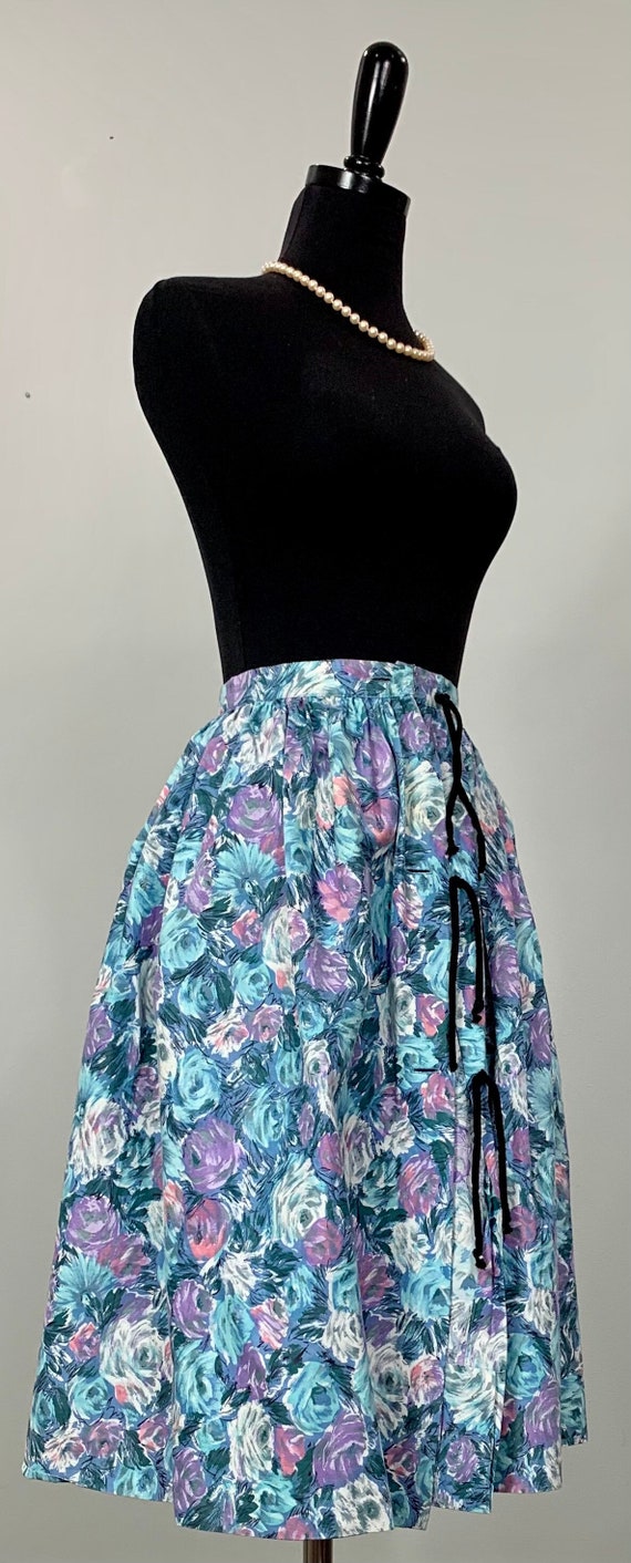 Blue and Purple Floral Circle Skirt - Size 00 - 5… - image 1