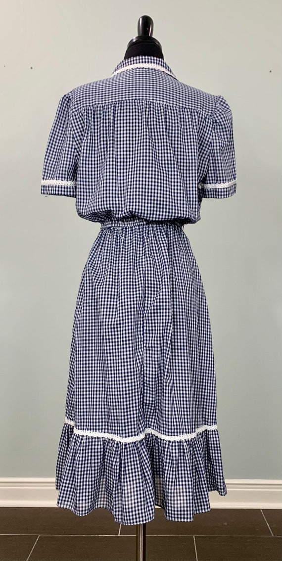 Blue and White Gingham Fit and Flare Dress - Size… - image 8