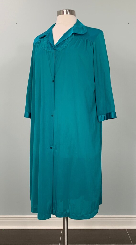 Teal Nylon Midi Robe by Vanity Fair - Size 8/10 - 