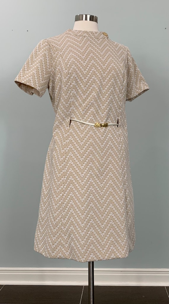 Light Brown and White Chevron Mini Dress - Size 1… - image 2