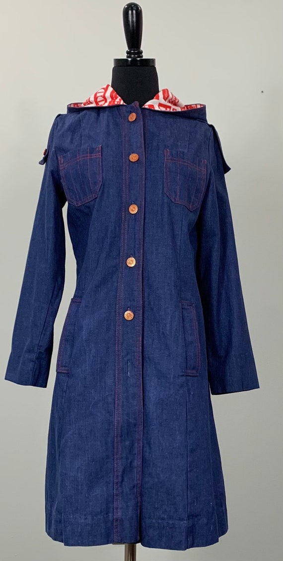 1970s Blue Jean Hooded Jacket - Vintage Denim Jac… - image 2