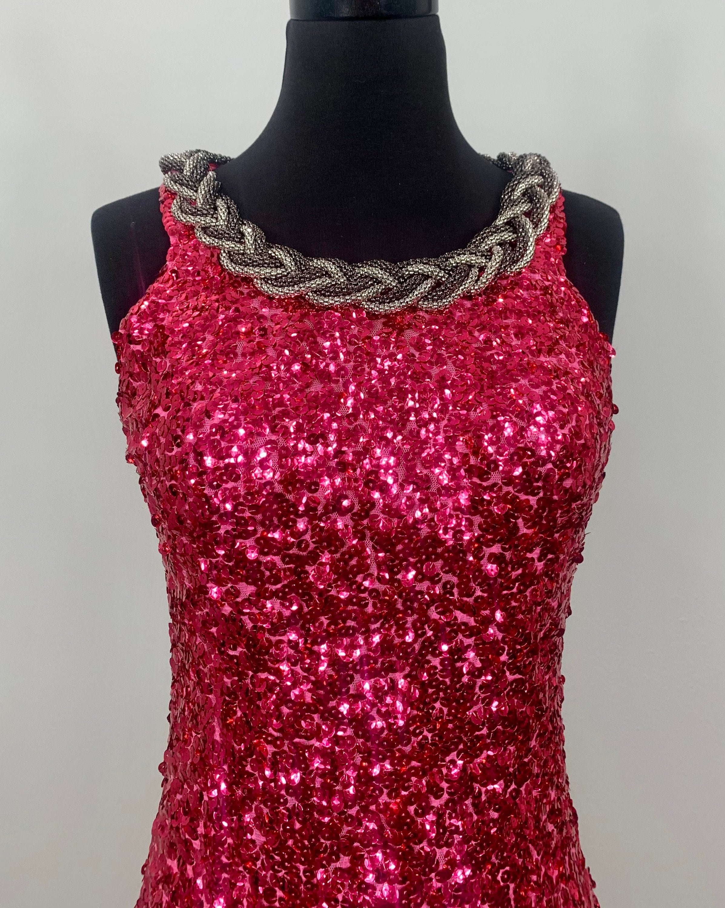 Hot Pink Sequin Mini Dress Form Fitted Sequin Dress Silver - Etsy Canada