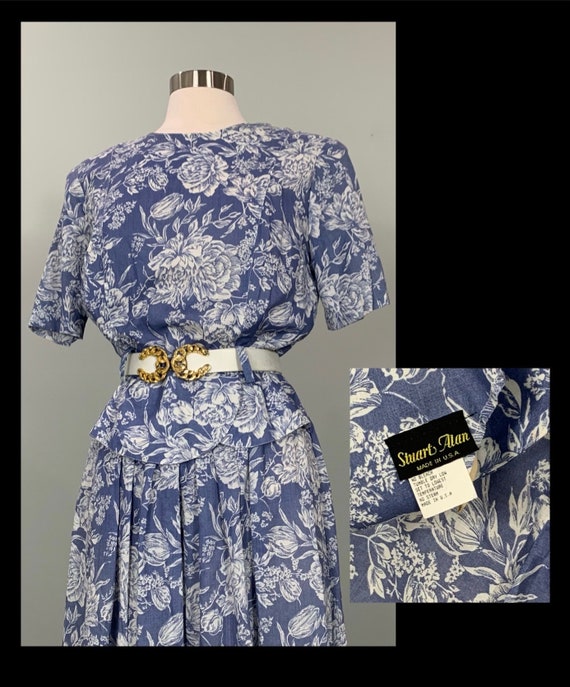 Blue and White Floral Dress by Stuart Alan - Size… - image 10