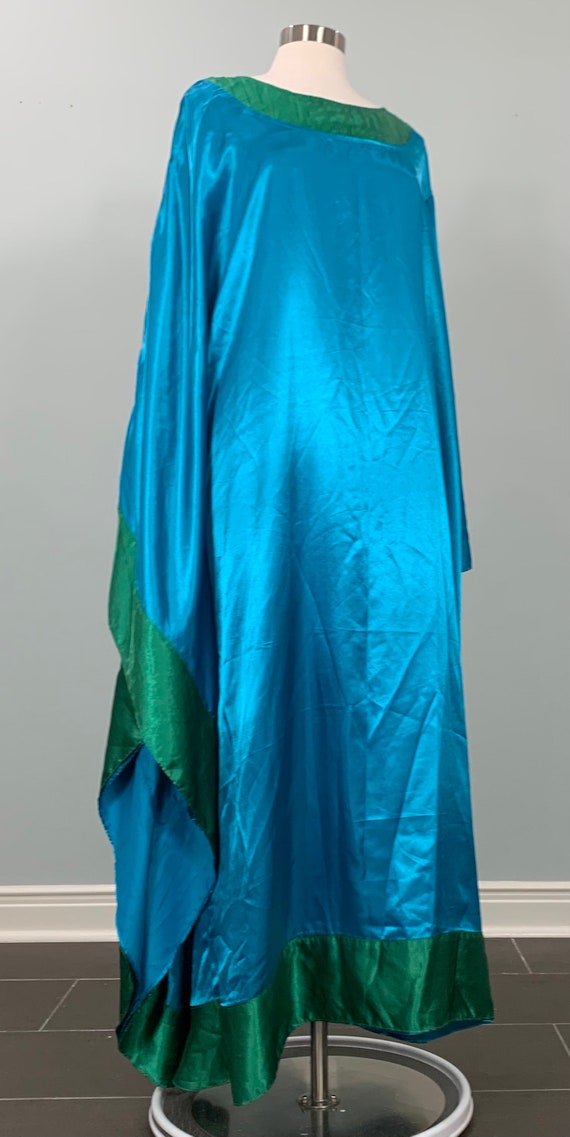 Blue and Green Kaftan with Pleated Neckline - OSF… - image 7