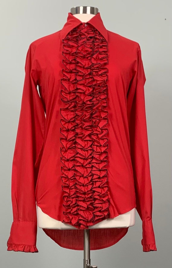 red ruffled tuxedo shirt - rondix 