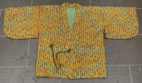 Olive Green and Orange Striped Kimono Jacket - OS… - image 7