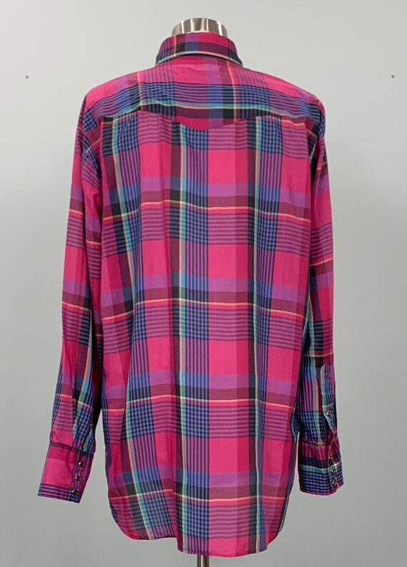 Vintage Karman Pink Plaid Western Shirt -  Pink P… - image 2