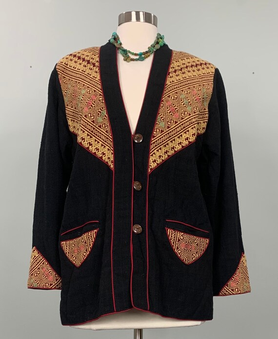 Black and Beige Boho Southwest Blazer - Size 12/1… - image 2