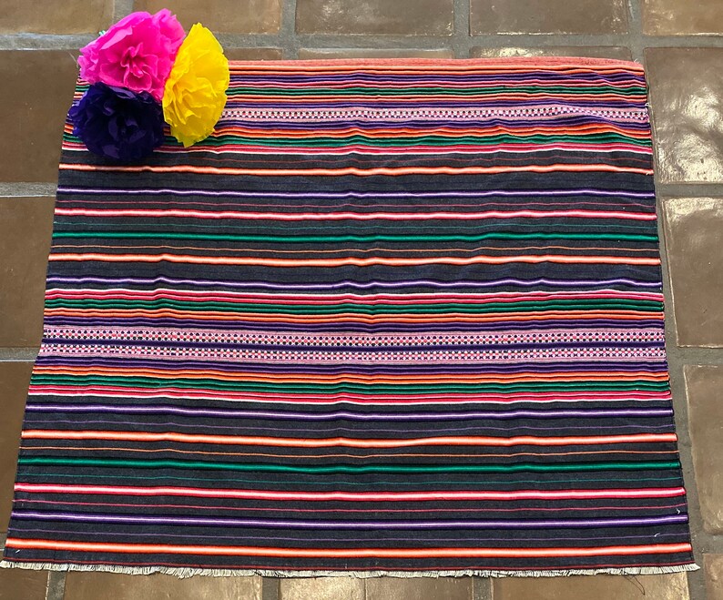 Bold Colorful Zarape Style Fabric Hot Pink Gray Neon Greens Etsy