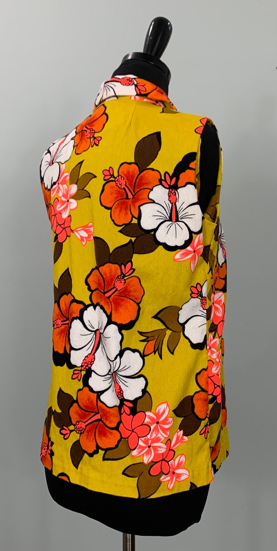 Mod Yellow White and Neon Sleeveless Floral Top b… - image 7
