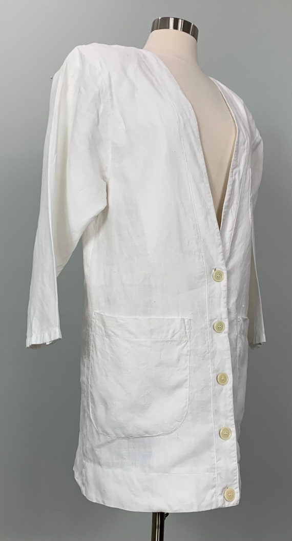 White Oversized Linen Blazer Dress - Size 6/8 - 9… - image 4