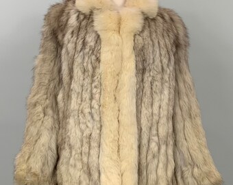 Winter White Fox Fur Jacket - Glamourous Fox Fur Coat - Dramatic and Luxurious - Elevate Your Winter Wardrobe - Size Medium Size Large