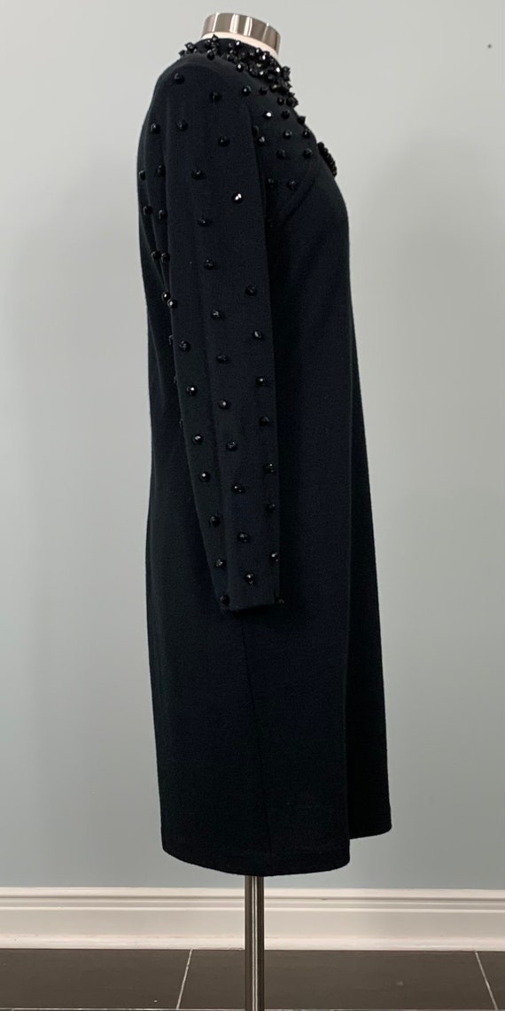 Black Beaded Fitted Knit Cocktail Dress by Outlan… - image 8