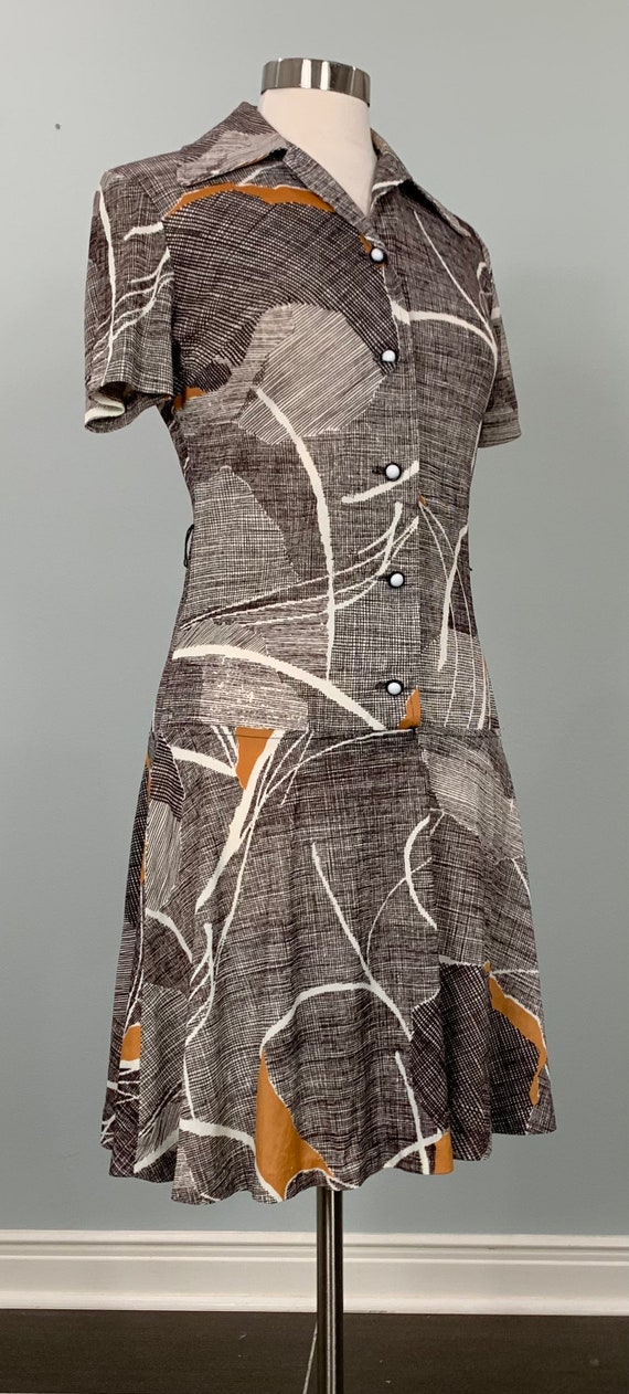 Brown and White Abstract Drop Waist Dress by Lady… - image 2