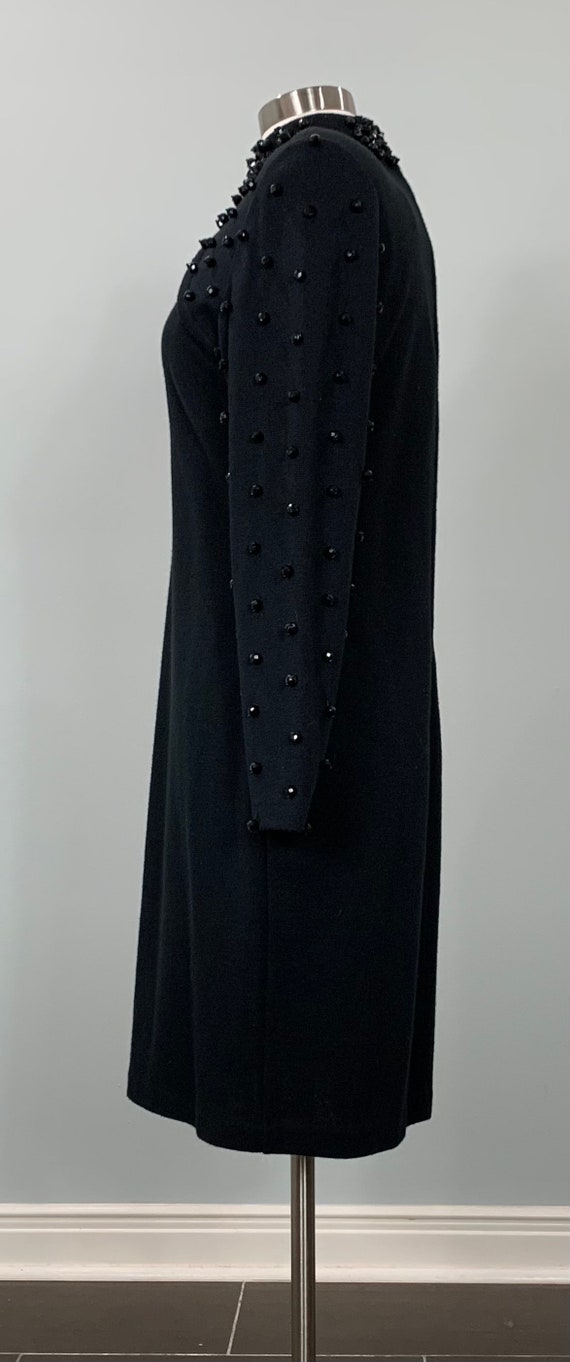 Black Beaded Fitted Knit Cocktail Dress by Outlan… - image 4