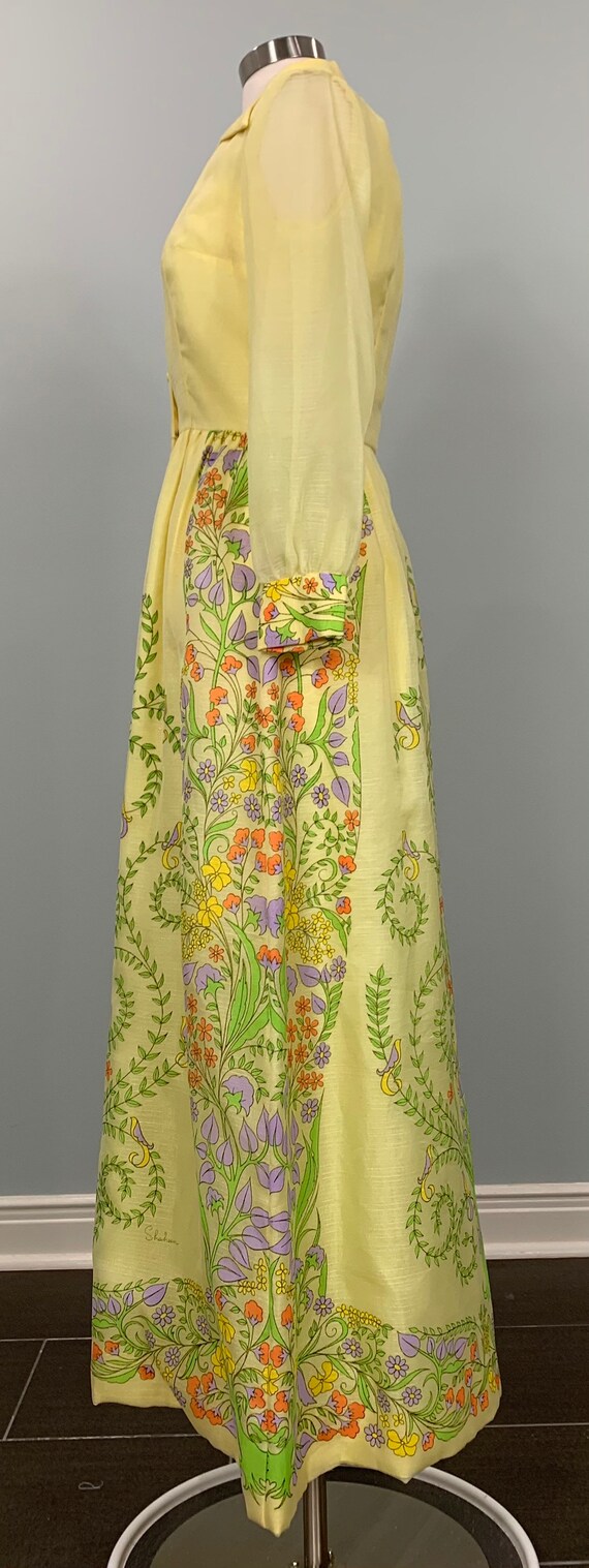 60s Alfred Shaheen Yellow Maxi Dress - 1960s Host… - image 5