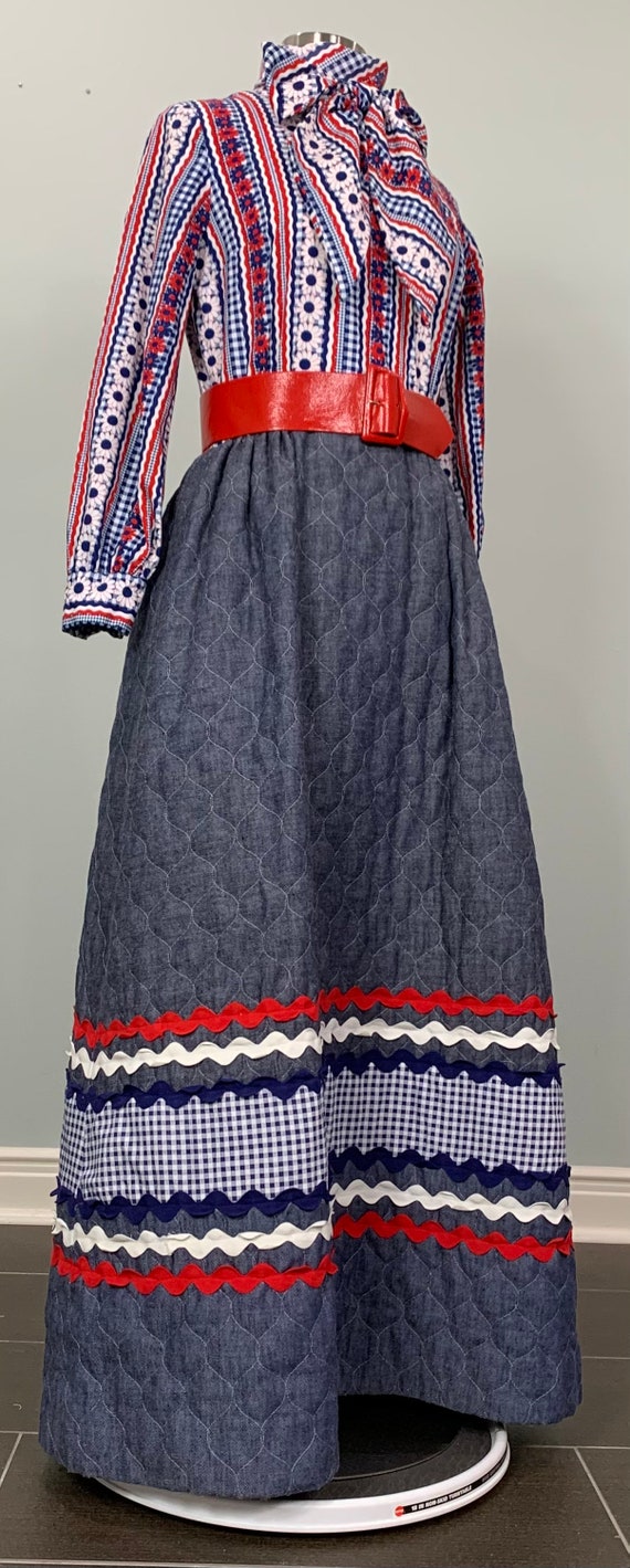 Blue White and Red Quilted Maxi Dress by Howard W… - image 2