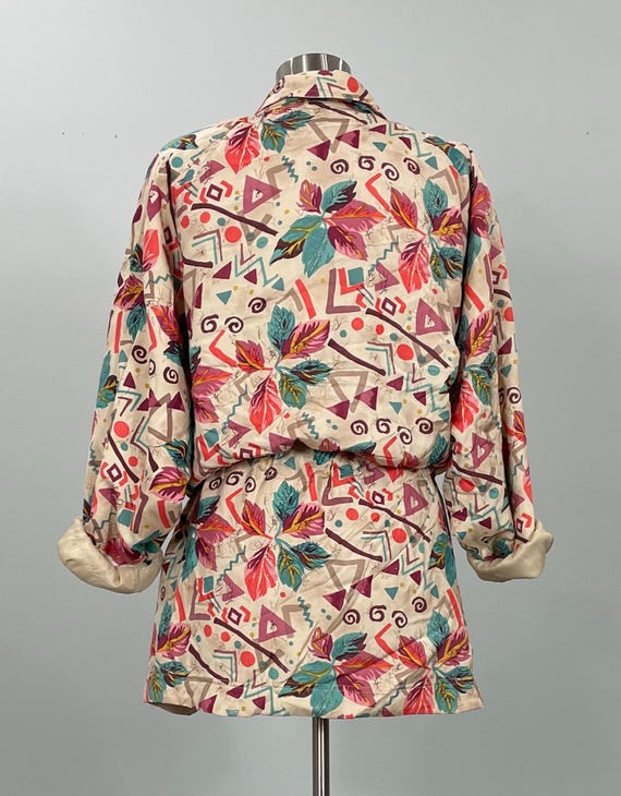 Silk Fall Foliage Abstract Drawstring Windbreaker… - image 8