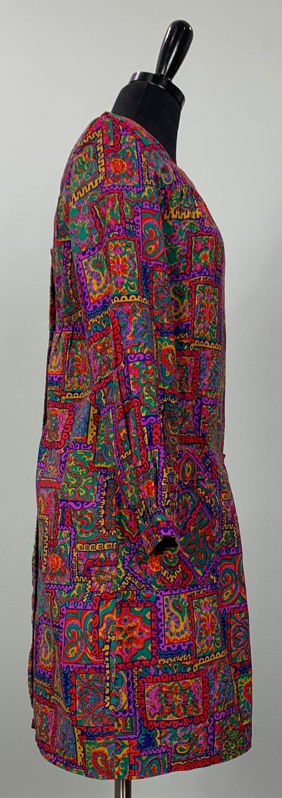 Multicolor Paisley and Floral Mod Shirtdress - Si… - image 5