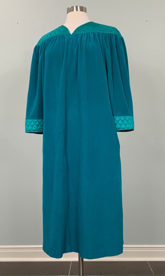 Teal Quilted Velour Midi Robe by Vanity Fair - Siz