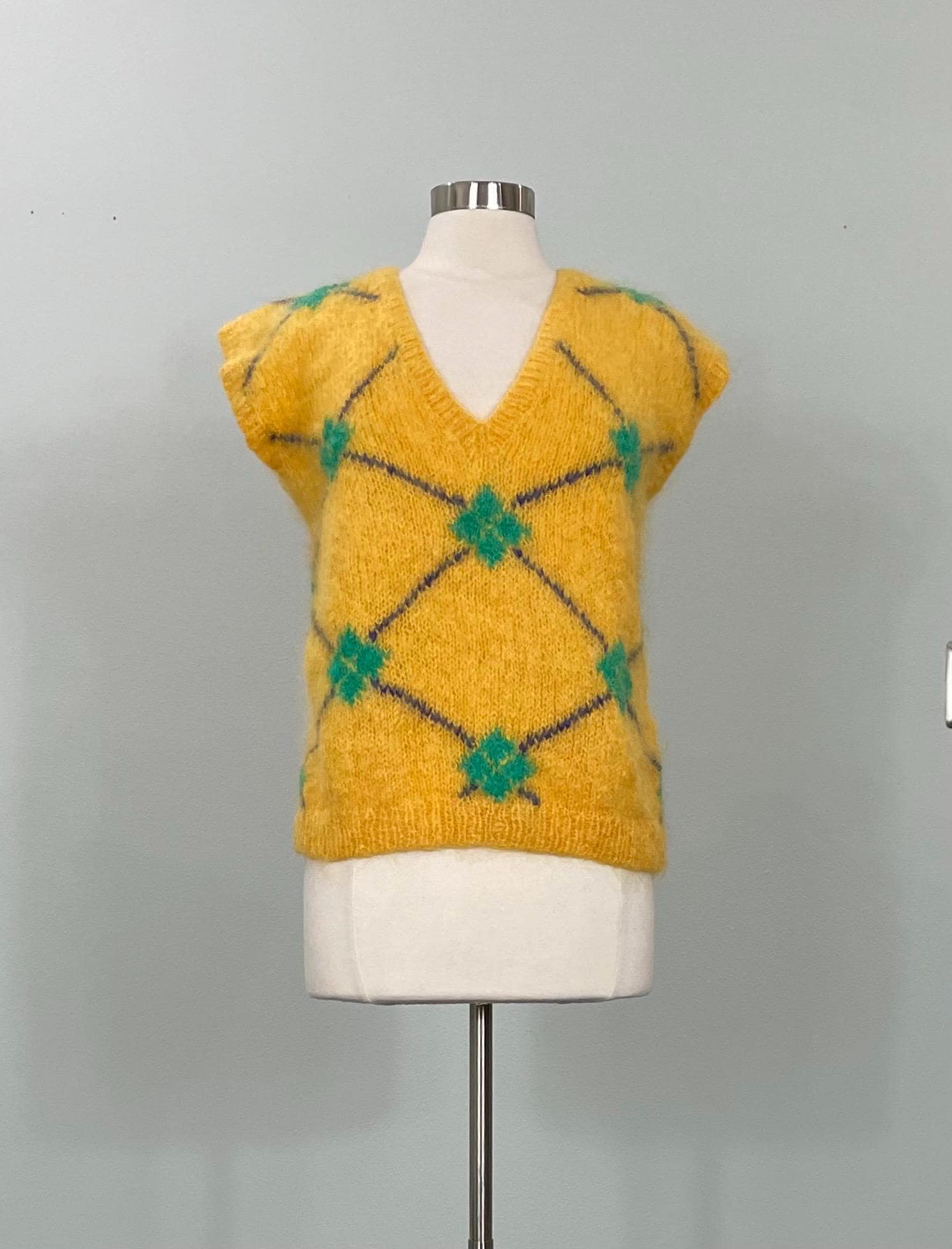 Yellow Argyle Sweater - Etsy