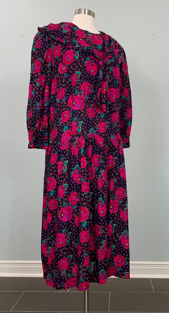Black and Hot Pink Drop Waist Floral Dress by Lan… - image 3