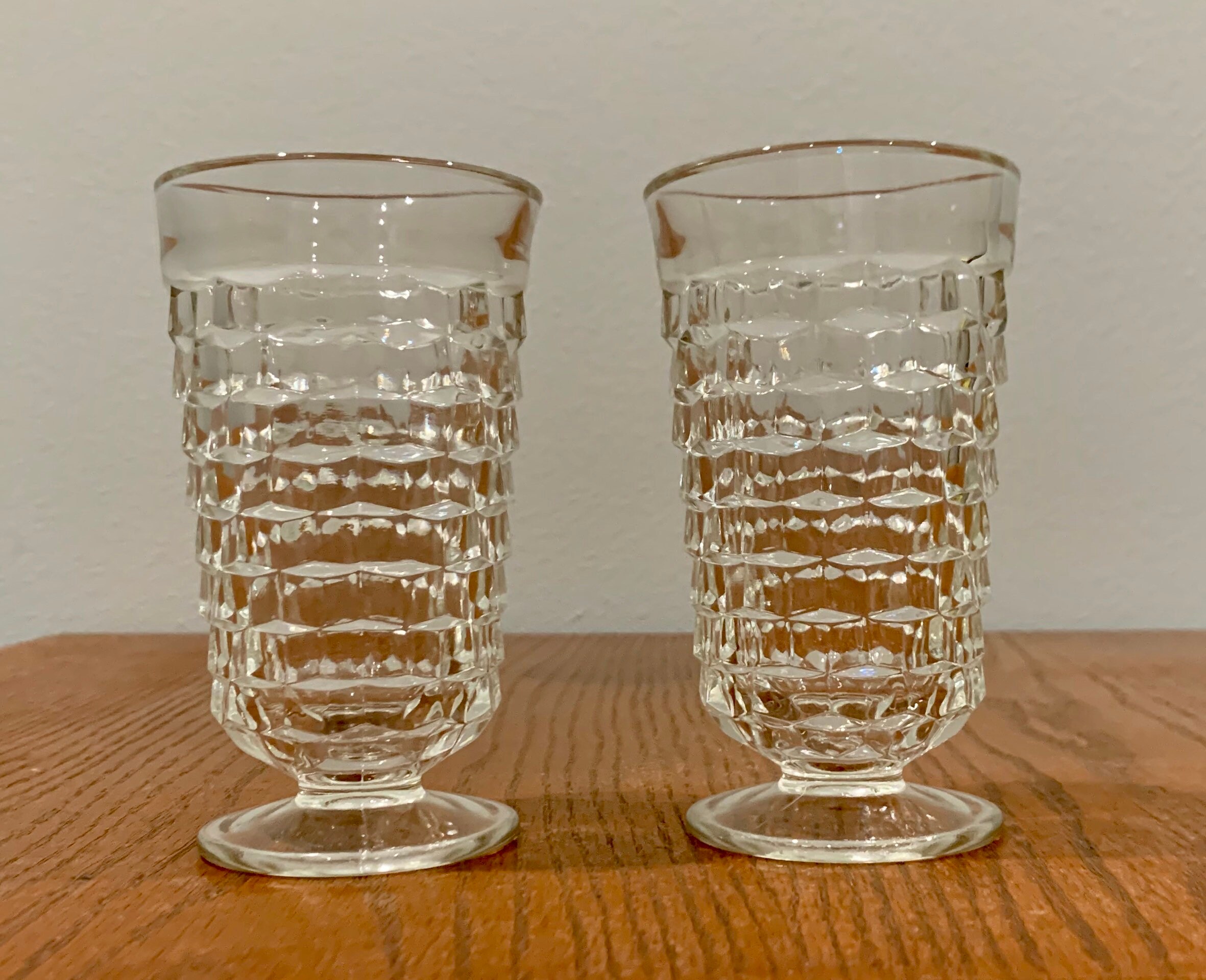 Vintage Whitehall Clear Cubed Drinking Glasses Set of 2 12 Etsy