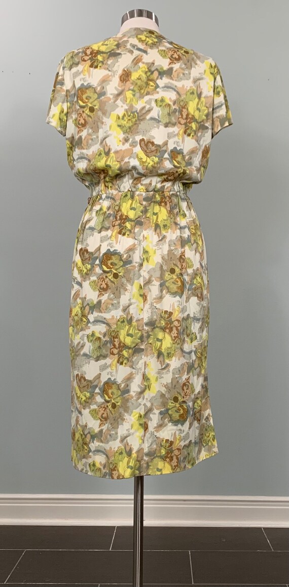 Beige and Yellow Floral Secretary Dress by Sacony… - image 6