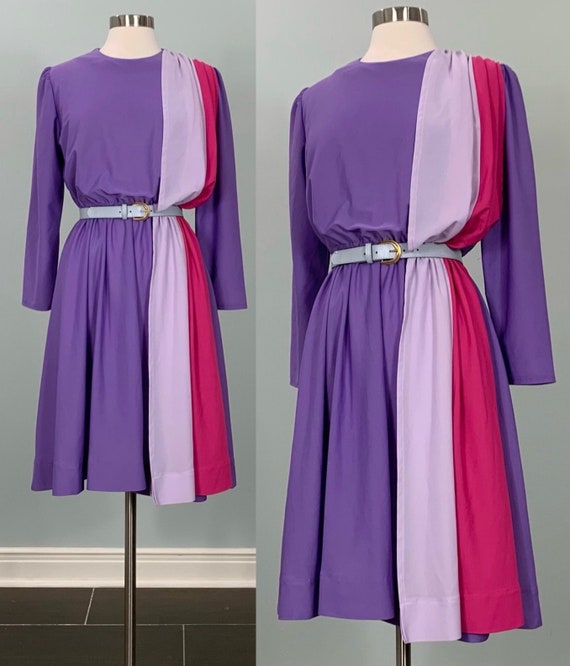 Purple Secretary Dress with Hot Pink Sash - Size 8