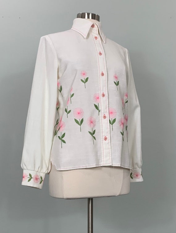 Embroidered Floral Blouse by Herman Marcus of Dal… - image 9