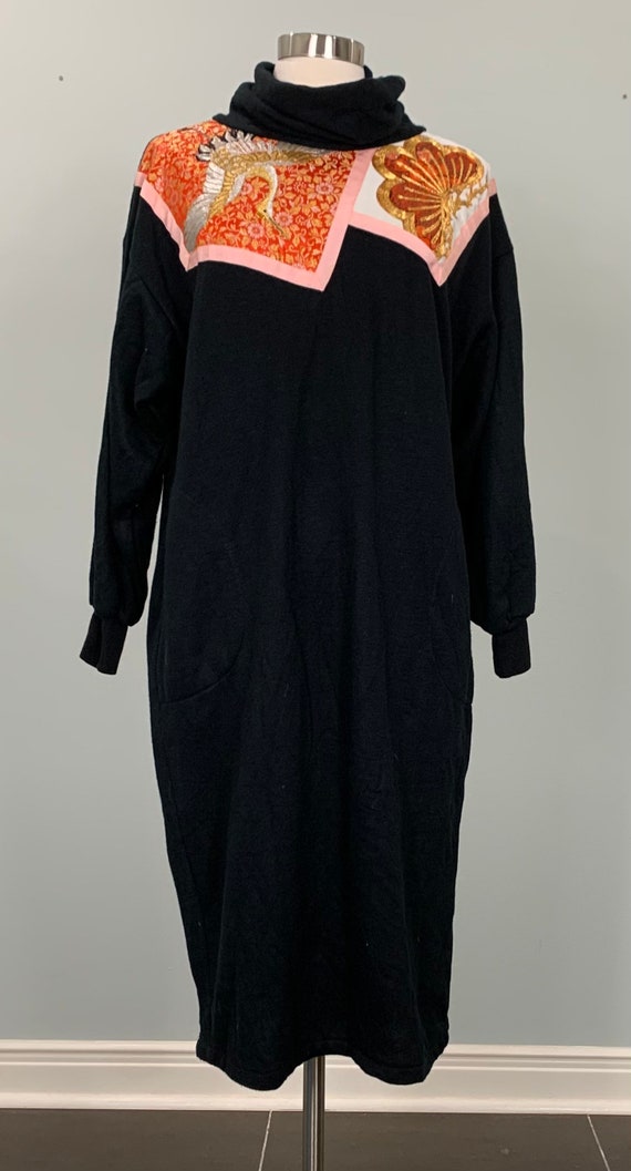 Black Multicolor Oversized Sweater Dress by Sachi 