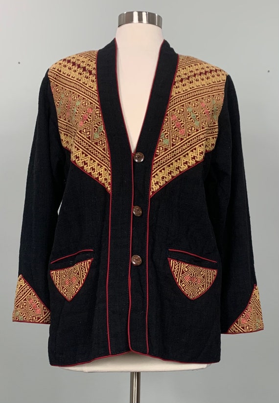 Black and Beige Boho Southwest Blazer - Size 12/1… - image 3