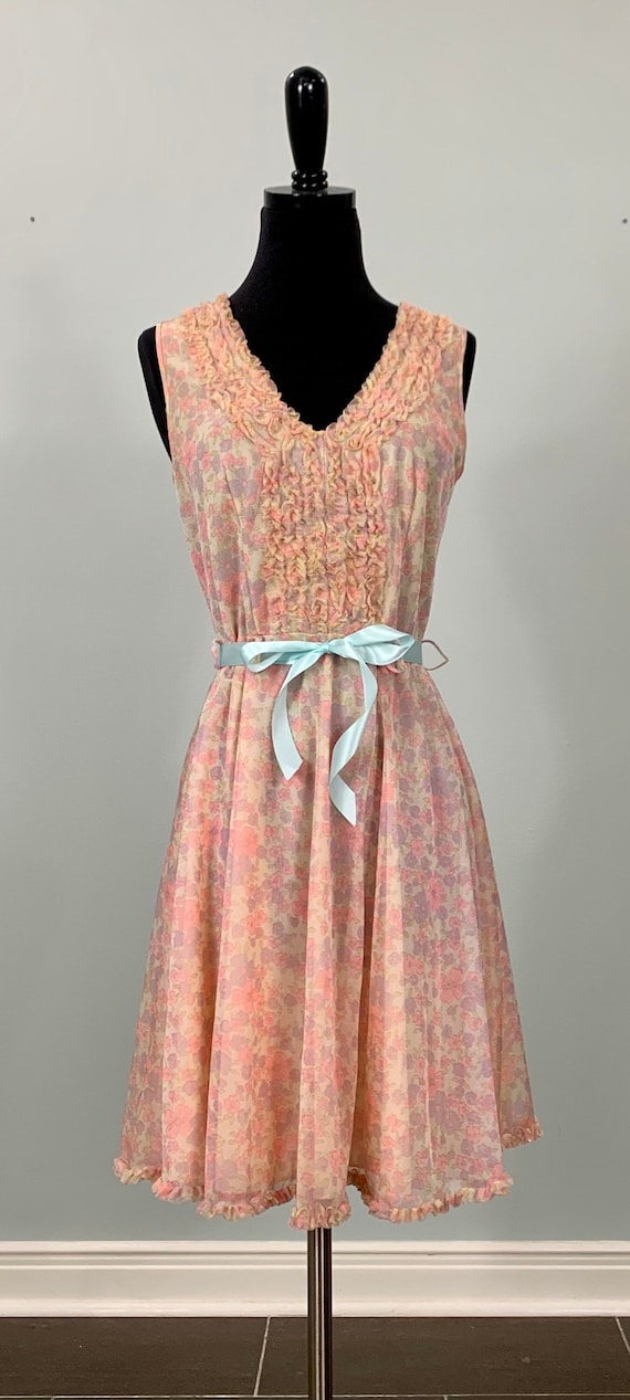 1960s Graziella Peach Pink and Purple Sleeveless R
