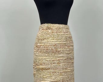 Rare Bernat Klein Beige Woven Mohair Fitted Skirt - Size 00/0