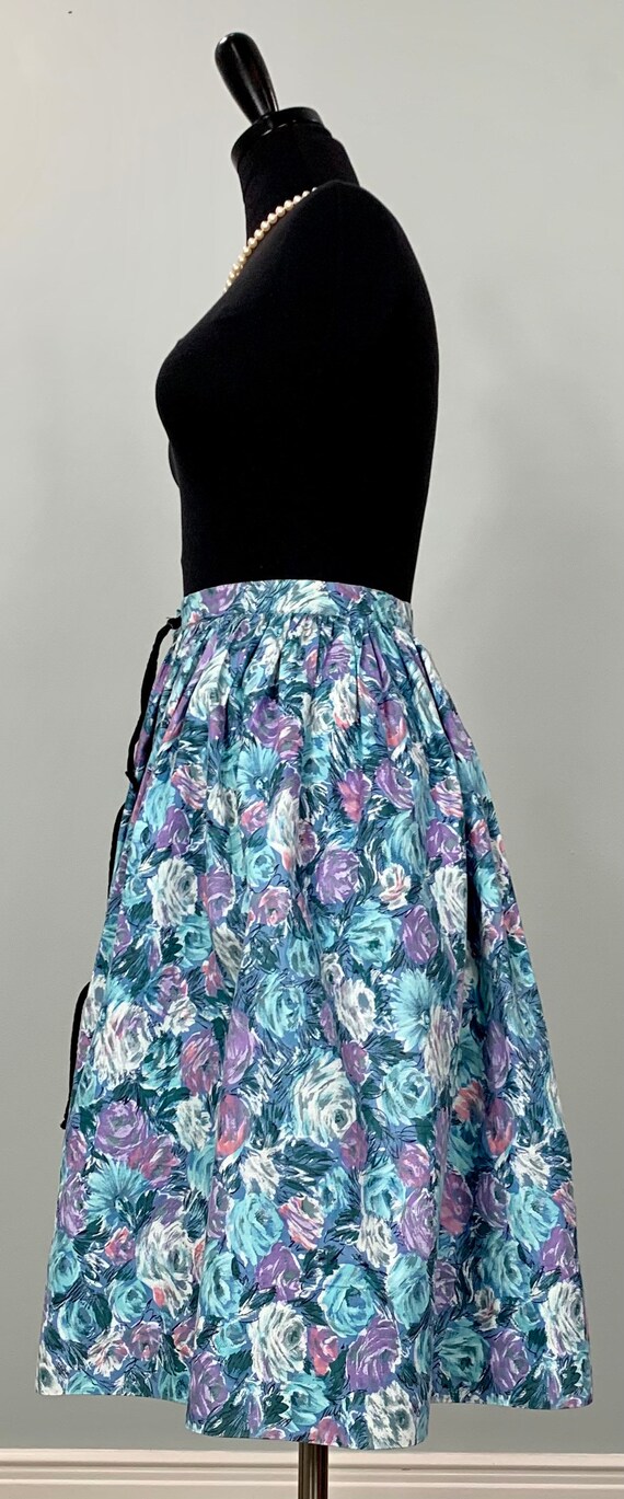 Blue and Purple Floral Circle Skirt - Size 00 - 5… - image 4