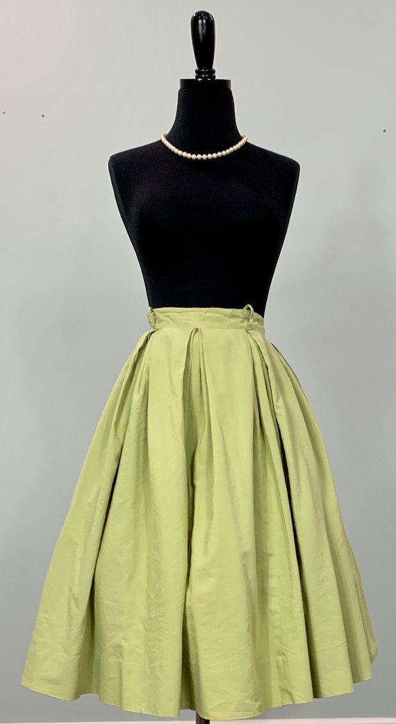 Light Green Box Pleated Circle Skirt - Size 0/2 - 