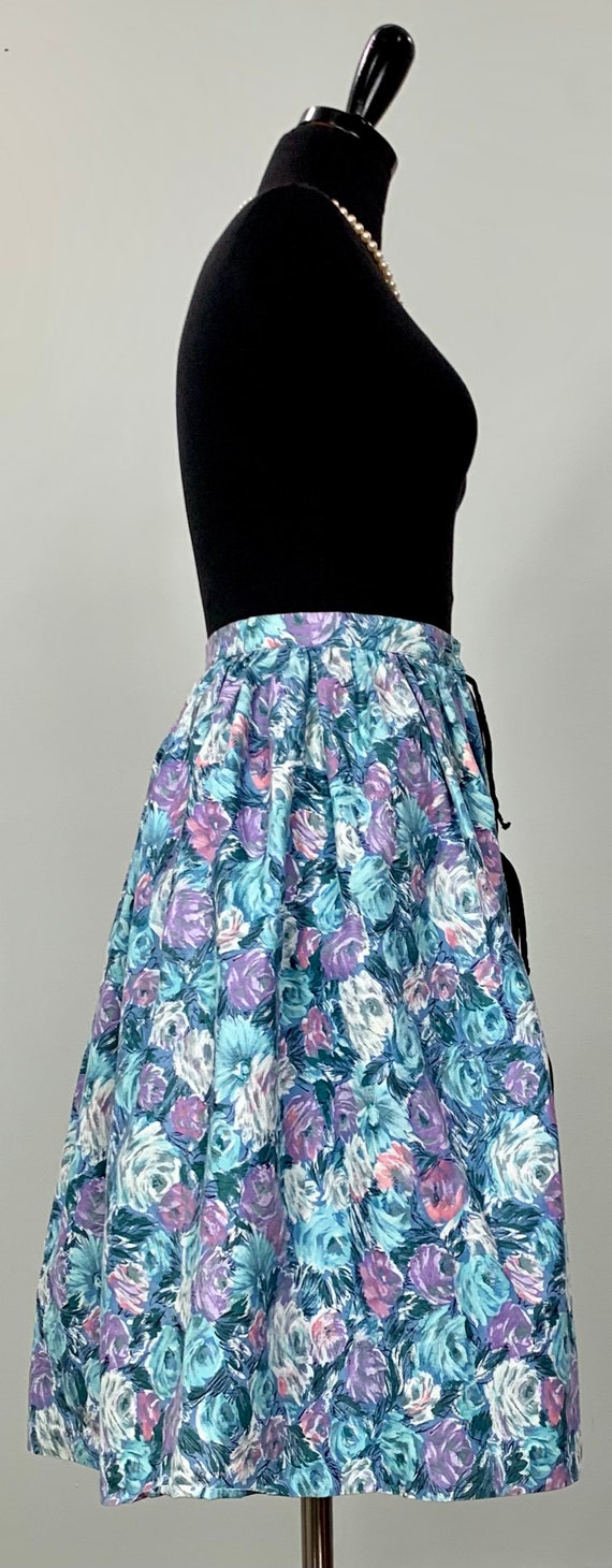 Blue and Purple Floral Circle Skirt - Size 00 - 5… - image 5