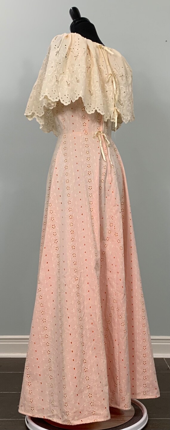 Beige and Orange Embroidered Eyelet A-Line Maxi -… - image 4